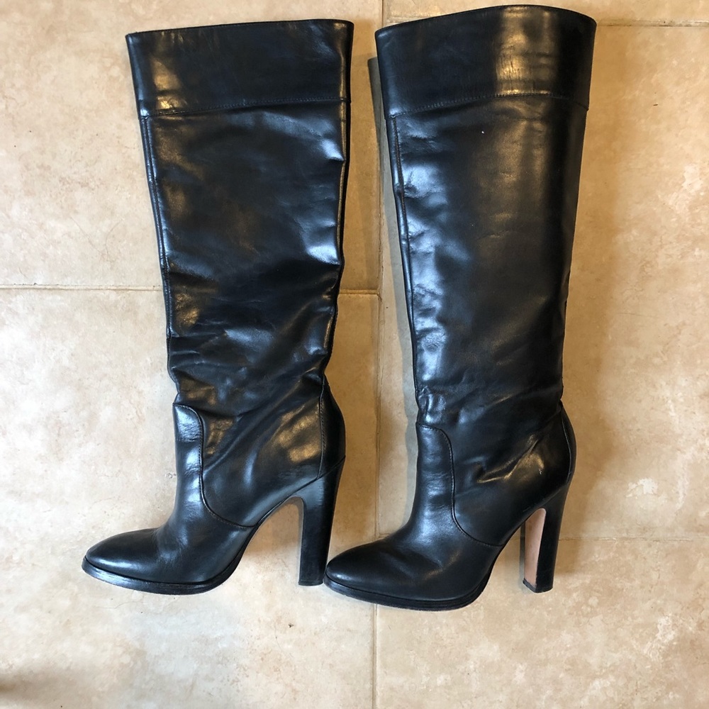Black Leather Michael Kors Boots with Heel